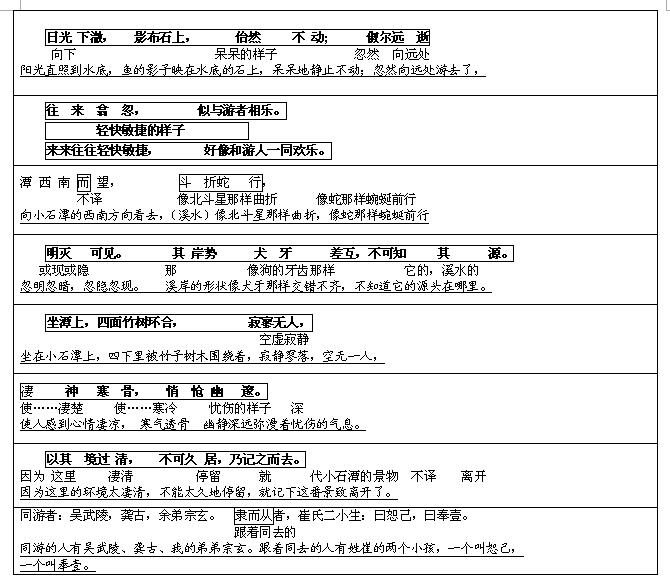 2017文言文对译：《小石潭记》2