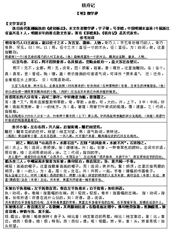 2017文言文对译：《核舟记》1