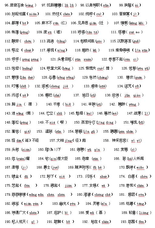 2017人教版七年级上语文字音字形答案2