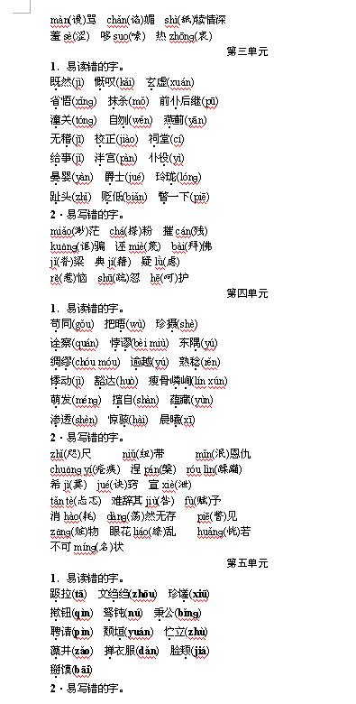2017九年级上语文字音字形2