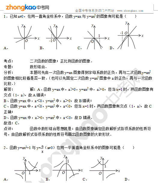 初中数学知识点例题讲解：二次函数