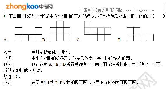 初中数学知识点例题讲解：图形的认识初步