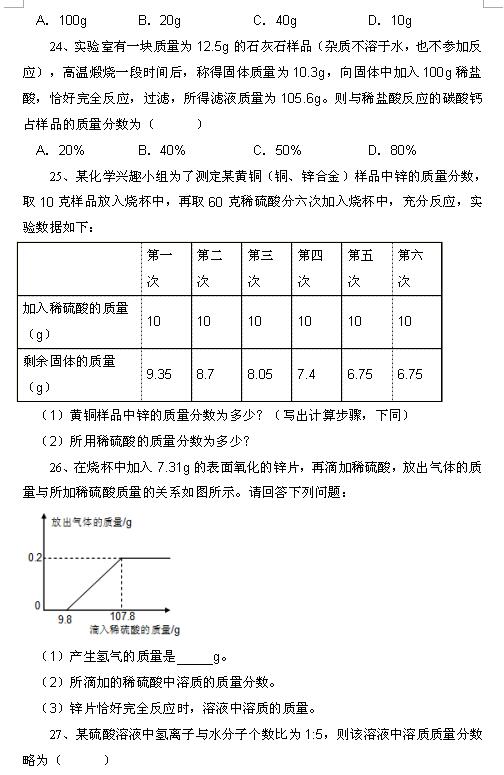 2018中考化学知识点：溶液的计算7