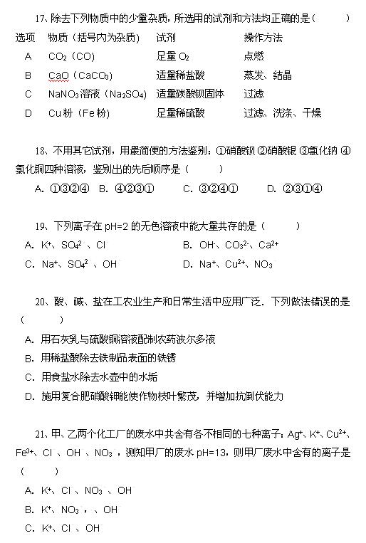 2018中考化学知识点：生活中的盐5