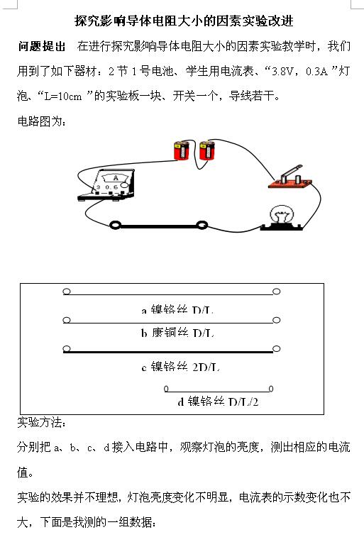 2018中考物理知识点：探究影响导体电阻大小的因素实验思考1