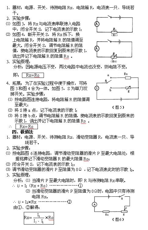 2018中考物理知识点：测量未知电阻的几种方法2