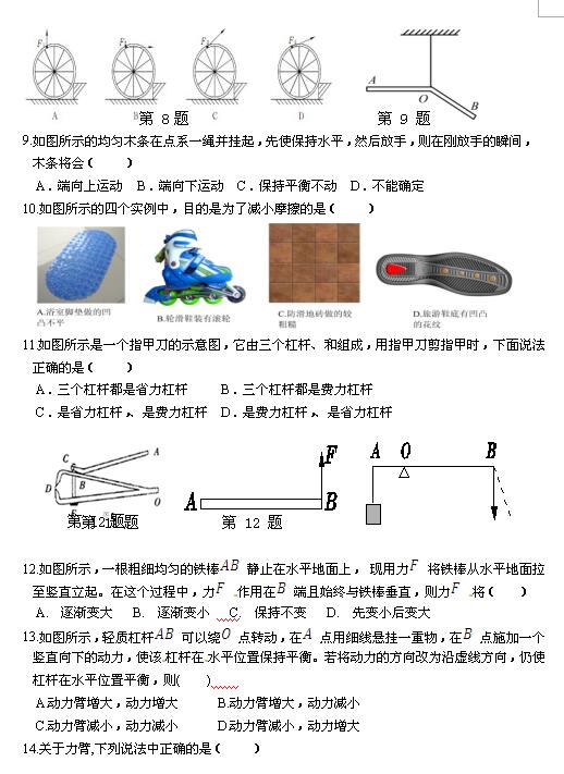 2017广东中考物理复习：简单机械2