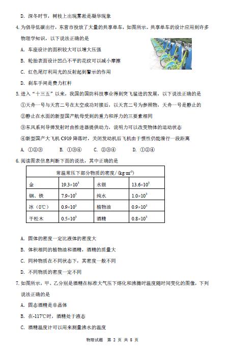 2017年山东东营中考物理真题图2