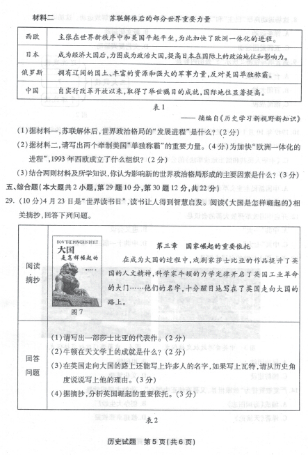 2015福州中考历史真题（图片版）