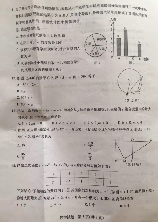 2017年山东泰安数学中考真题3