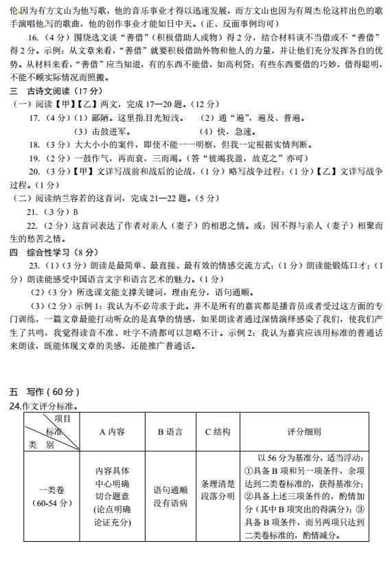 2017年甘肃武威中考语文试题图10