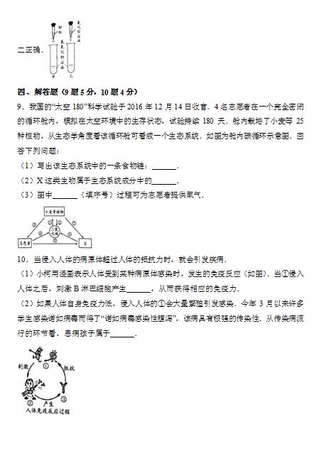 2017年浙江衢州生物中考真题图4