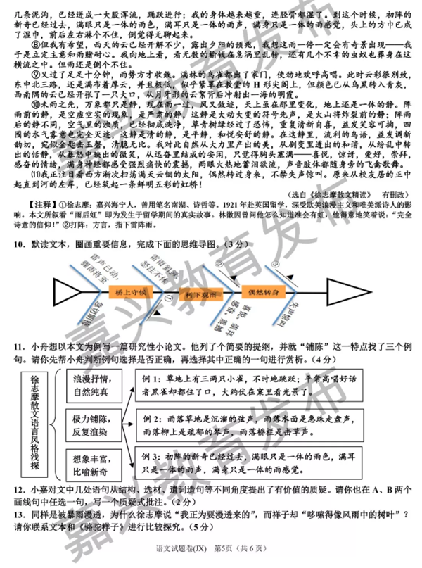 2019浙江嘉兴中考语文试题及答案