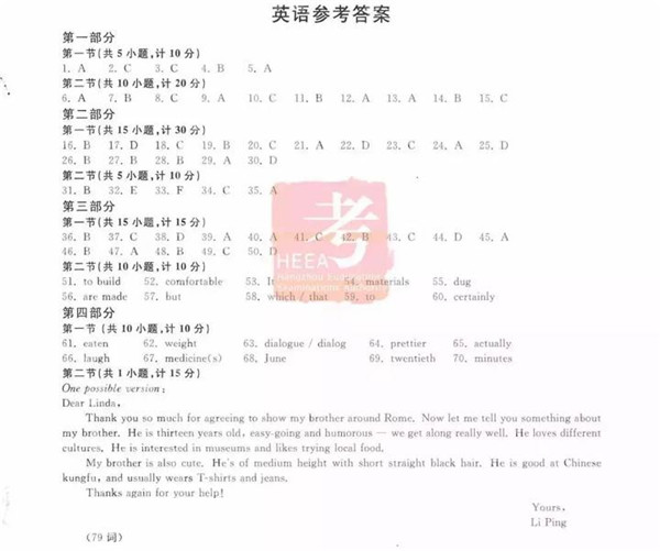 2019浙江杭州中考英语试题及答案