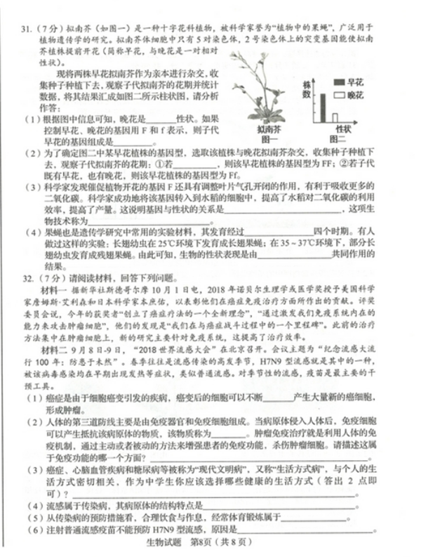 2019山东临沂中考生物试题