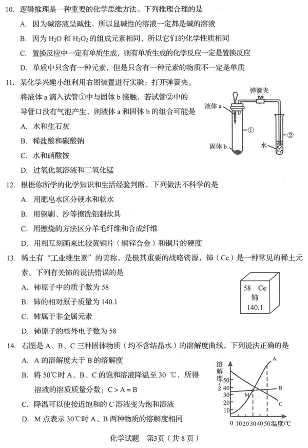 2019山东临沂中考化学试题