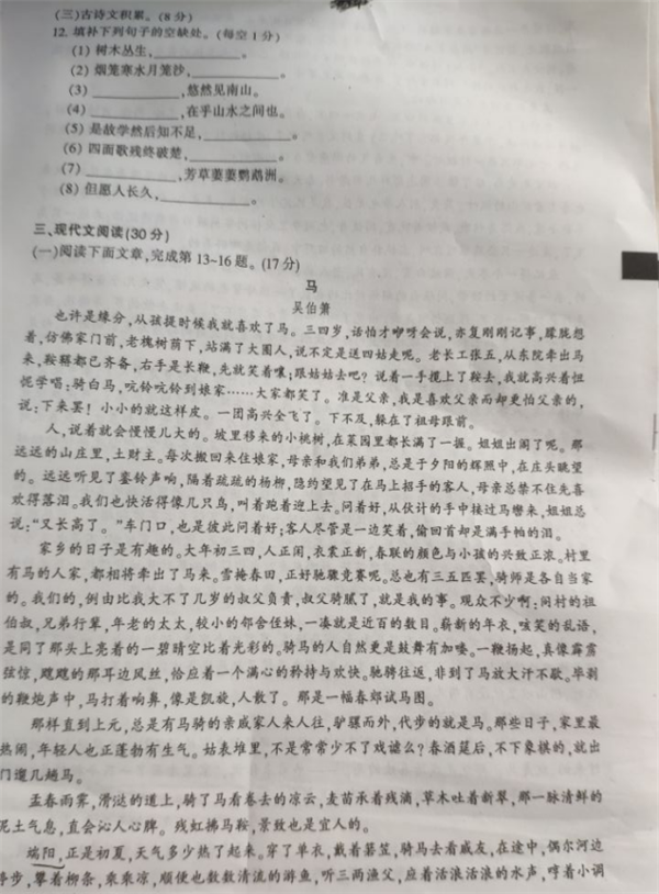 2019江西吉安中考语文试题