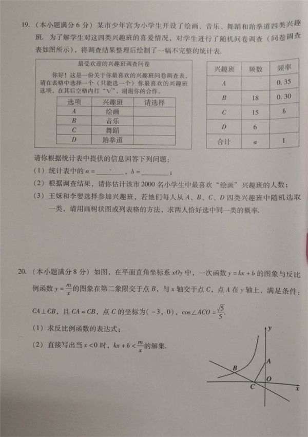 2019四川攀枝花中考数学试题