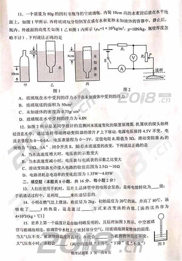 2019山东威海中考物理试题