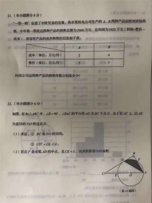 2019年山东淄博中考数学试题【图片版】
