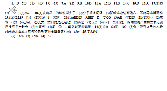 化学模拟试题答案