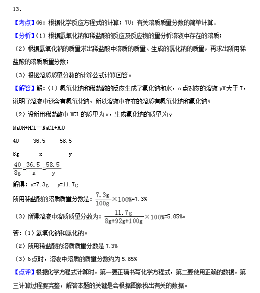 2020中考化学冲刺模拟试题及答案解析