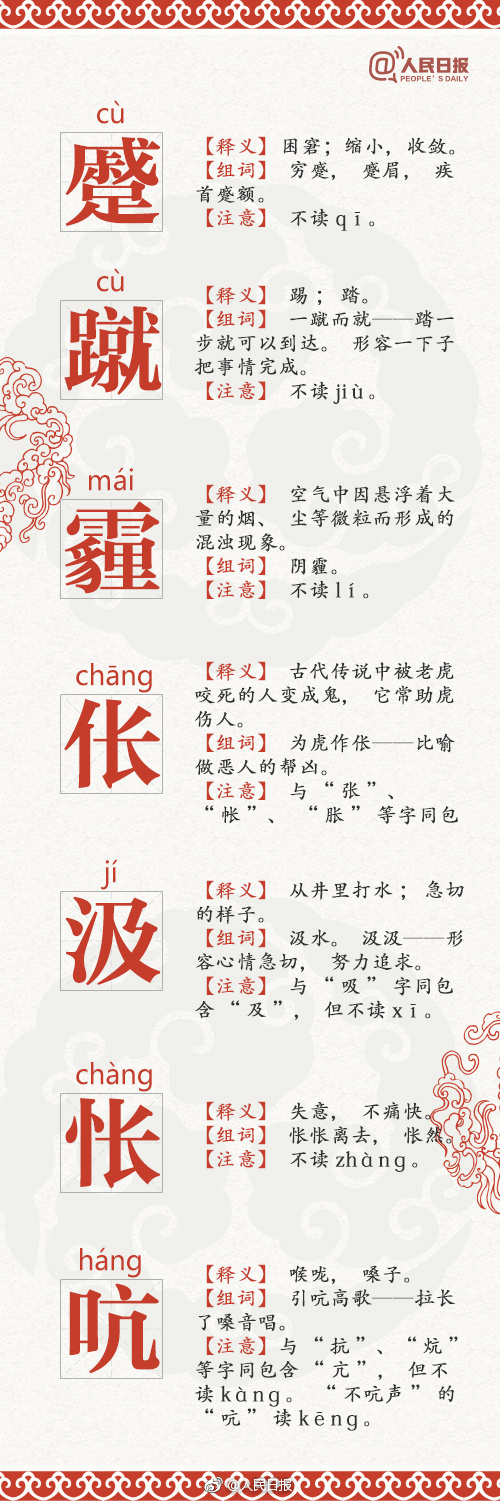 中考语文基础知识之68个高出错率汉字整理