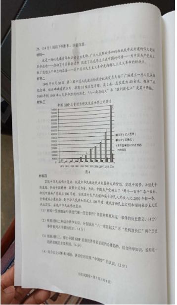 2019年云南中考统考历史真题