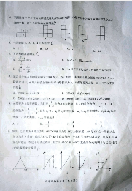 2019年四川达州中考数学真题