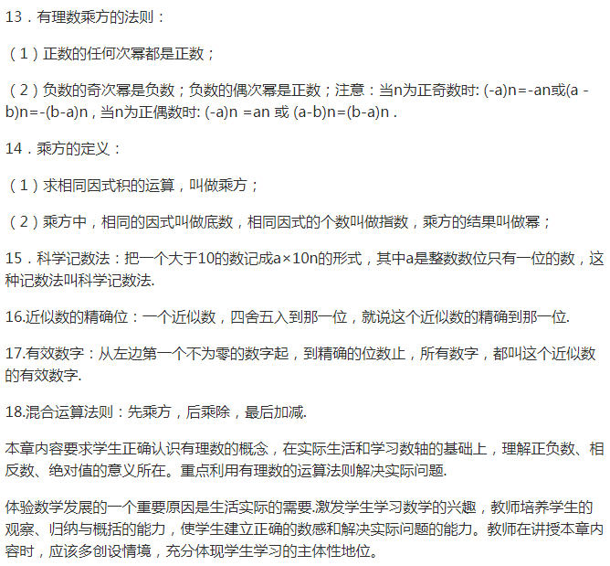 初中数学重点知识点总结归纳