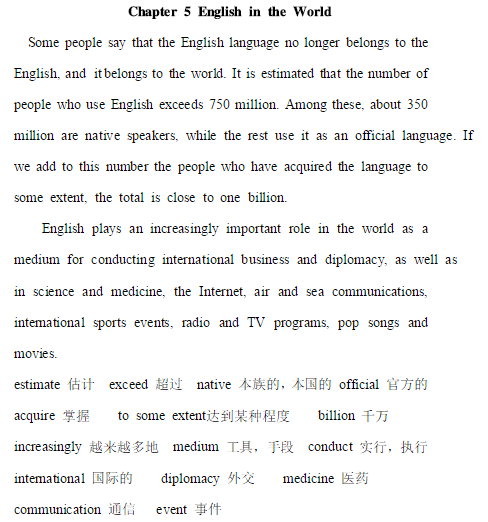 13篇初中英语阅读短文——English in the World（带翻译）